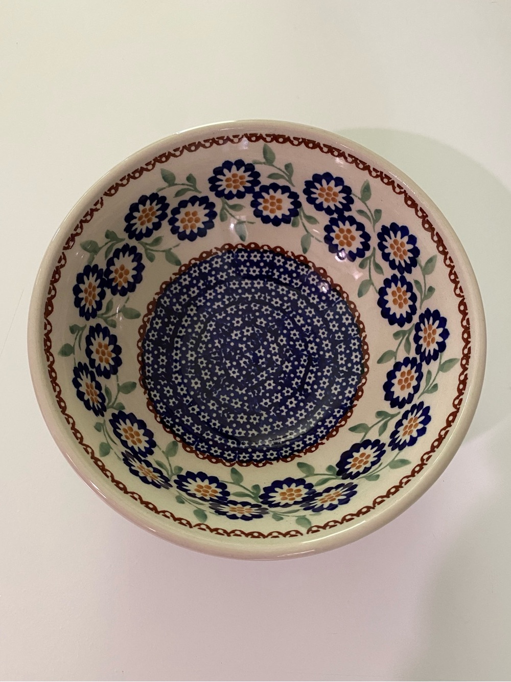 Manufaktura Polish Pottery Bowl - "Peach Blossom" Pattern